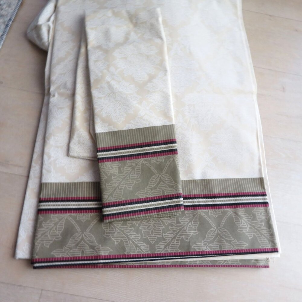 New Vintage Springs 3pc Twin Sheet Set Beige Bordered Percel Made in USA